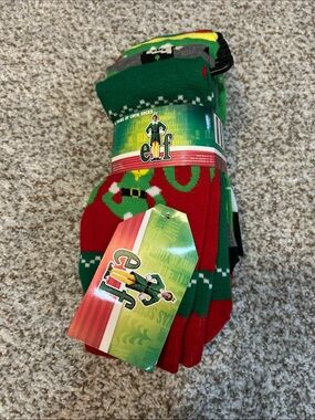 ELF Festive Crew Socks in Red, Green & Yellow